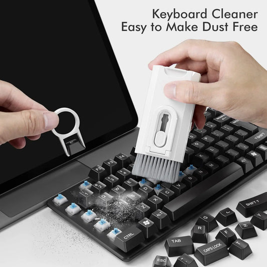 Kit de Limpeza 8 em 1 para Eletrônicos – Escova para Teclado, Caneta para Fones, Ferramentas para Celular, iPad e Extrator de Teclas