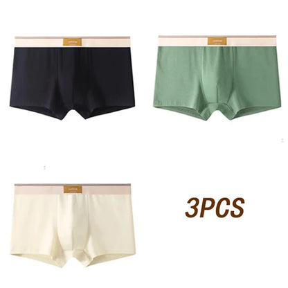 3pcs Men's Cotton Boxer Shorts – Breathable, Comfortable & Stylish Everyday Underwear