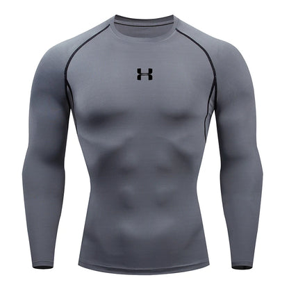 Camiseta Masculina de Compressão com Manga Longa – Fitness, Corrida e Academia | Tecido Elástico e Respirável para Treinos