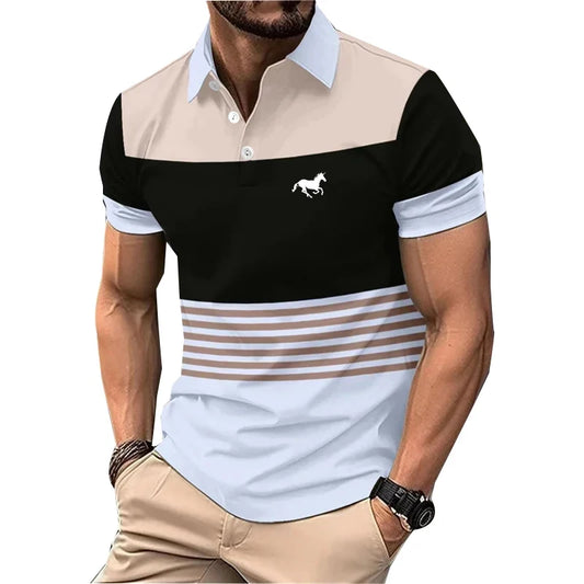 Men’s Polo Shirt with Logo Print – Casual Summer Style