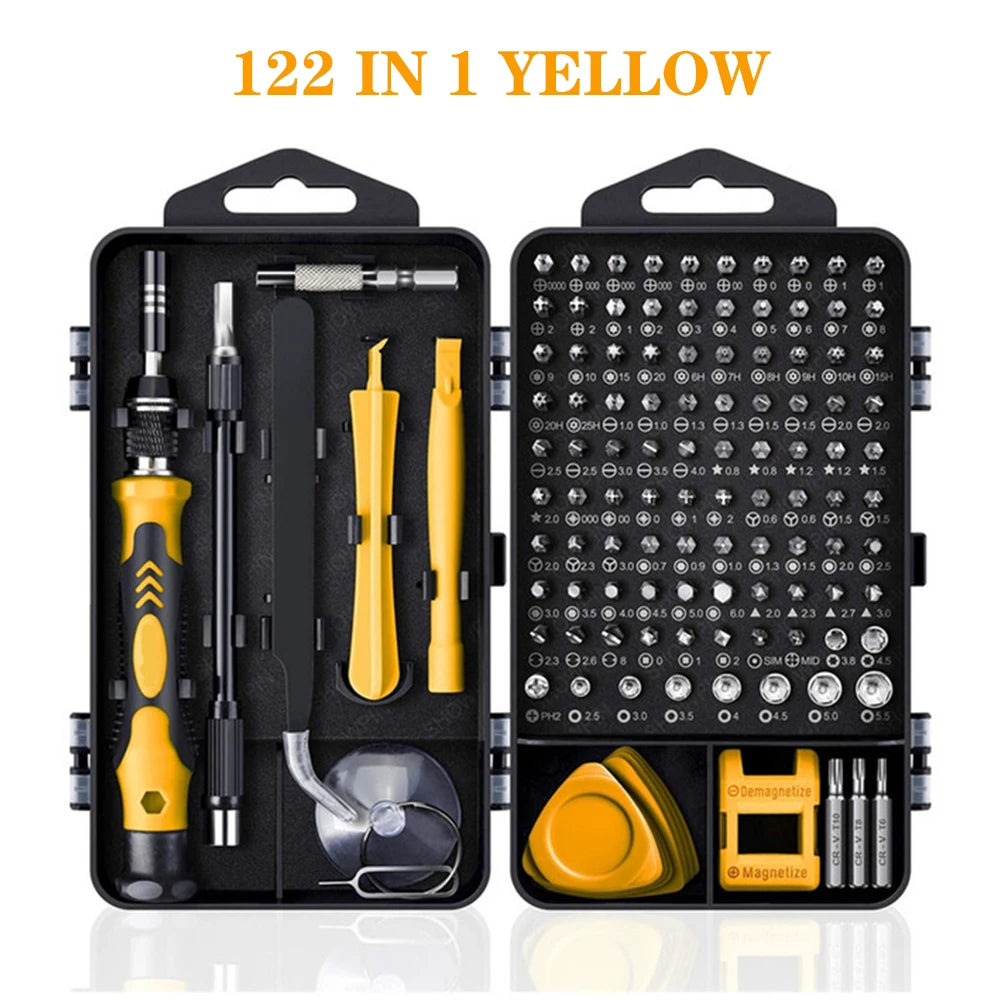 Kit de Chaves de Precisão 25/115/135/140 em 1 – Bits Magnéticos Torx e Phillips | Ferramentas para Celular, PC e Reparos Eletrônicos
