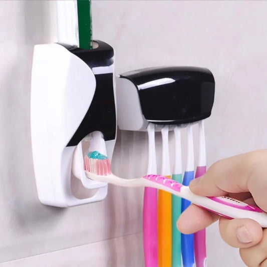 Suporte de Parede para Escova e Creme Dental – Dispenser Automático com Copo | Kit Organizador para Banheiro