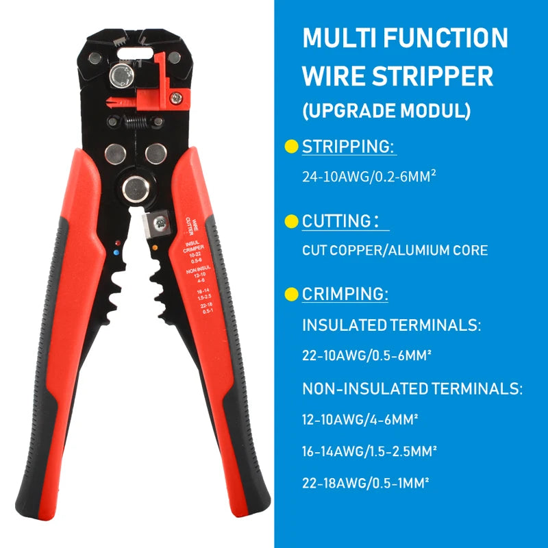 Alicate Multifuncional Automático – Decapador, Cortador e Crimpador de Fios | Ferramenta Manual com Ajuste para Terminais