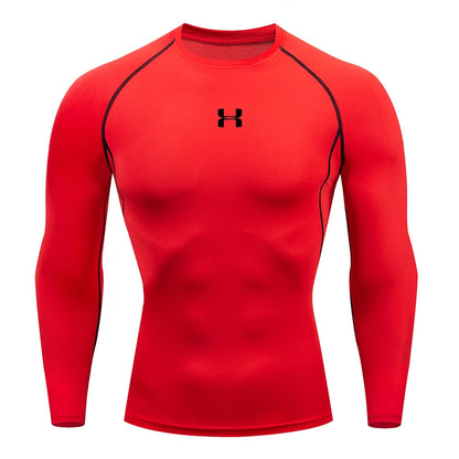 Camiseta Masculina de Compressão com Manga Longa – Fitness, Corrida e Academia | Tecido Elástico e Respirável para Treinos