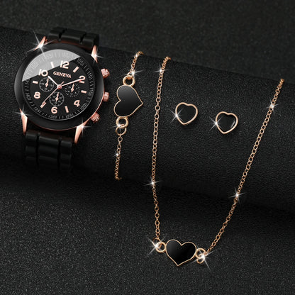 Kit com 5 ou 6 Relógios Femininos – Pulseira de Silicone, Estilo Fashion | Relógio Quartz Casual para Presente (Sem Caixa)