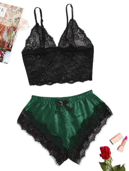 Summer Charm – 2-Piece Sheer Lace Sleepwear Set