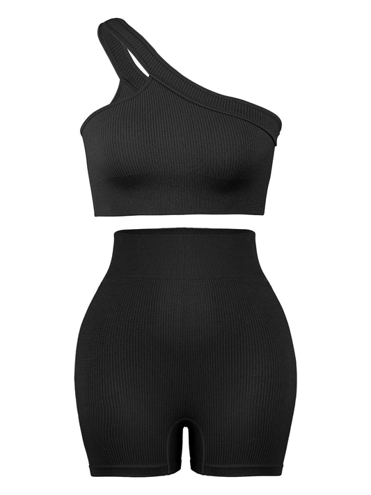 Conjunto Fitness Feminino CHRLEISURE – Sem Costura, Top sem Bojo + Legging Canelada | Ideal para Academia, Yoga e Corrida