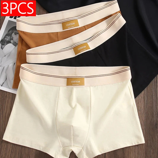 3pcs Men's Cotton Boxer Shorts – Breathable, Comfortable & Stylish Everyday Underwear