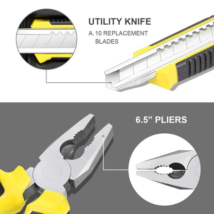 Kit de Ferramentas 8/9/12/13 Peças – Uso Doméstico e Automotivo | Maleta Plástica Organizada para Reparos em Casa e no Carro