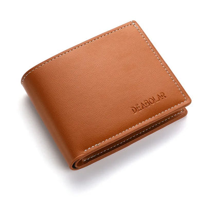 Carteira Masculina Curta em Couro PU – Estilo Slim Dobrável | Porta-Cartões Compacto para Jovens
