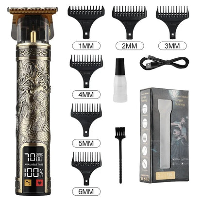 Máquina de Cortar Cabelo T9 LCD – Aparador Elétrico de Alta Precisão | Cabeça de Corte, Barbeador, Design Profissional para Homens