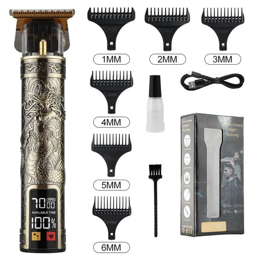 Máquina de Cortar Cabelo T9 LCD – Aparador Elétrico de Alta Precisão | Cabeça de Corte, Barbeador, Design Profissional para Homens