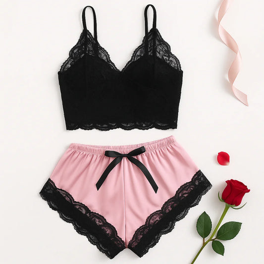 Summer Charm – 2-Piece Sheer Lace Sleepwear Set