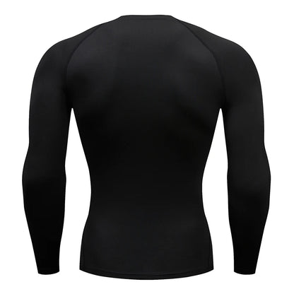 Camiseta Masculina de Compressão com Manga Longa – Fitness, Corrida e Academia | Tecido Elástico e Respirável para Treinos