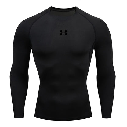 Camiseta Masculina de Compressão com Manga Longa – Fitness, Corrida e Academia | Tecido Elástico e Respirável para Treinos