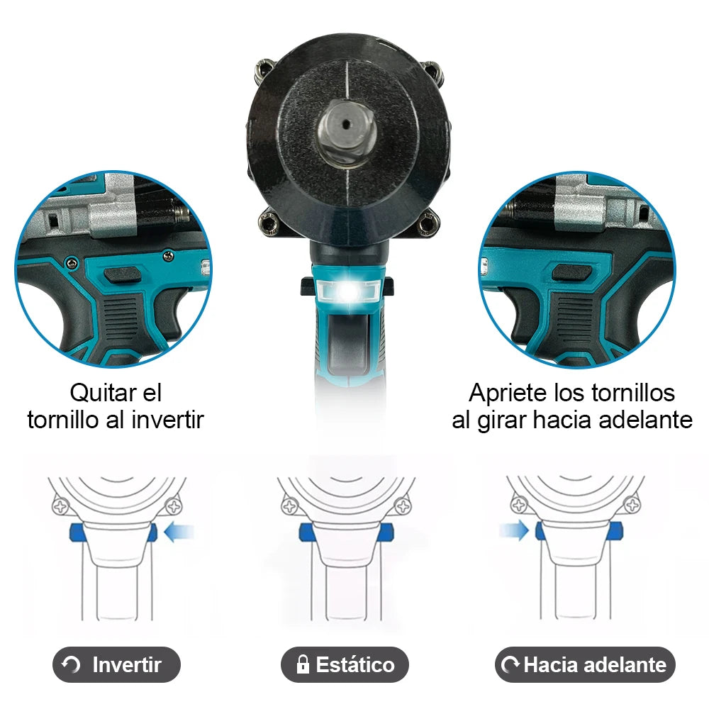 Chave de impacto elétrica sem fio Kamolee 2100 N.m de alto torque de 1/2 polegada sem escovas 18V-21V ferramenta de chave de bateria